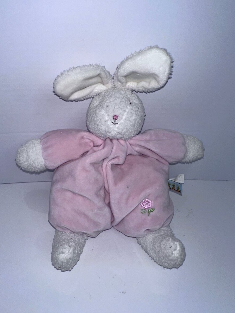 BUNNIES BY THE BAY Plush Rabbit White Pink Flower Stuffed animal baby lovey